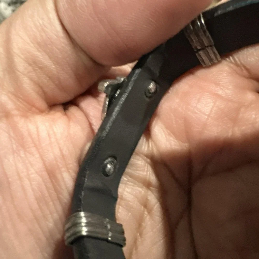 Vintage Motorcycles‎ Bike Silver And Black Leather Wrist Band Fit 7inch Wrist
